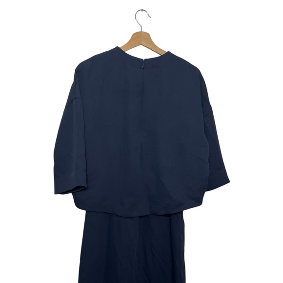 COS Navy Layered Midi Dress Size 4 Minimalist Modern Workwear - Picture 6 of 11